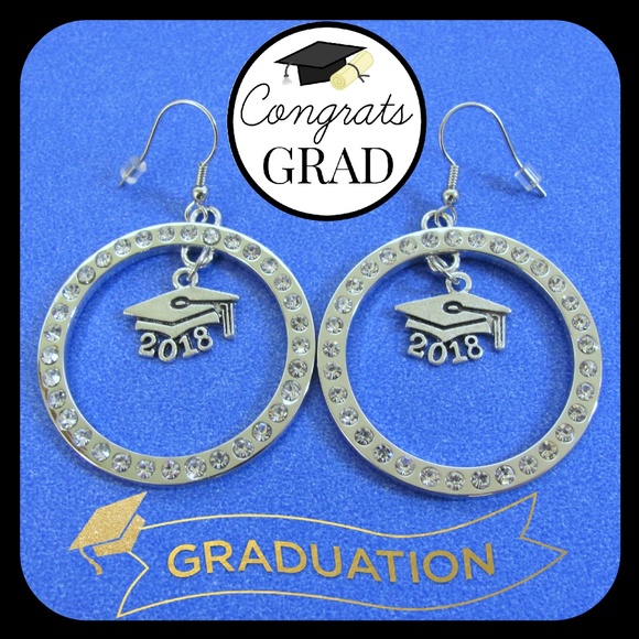 Karen's Treasures Jewelry - Graduation Gift Class of 2018 Earrings Platinum Pl